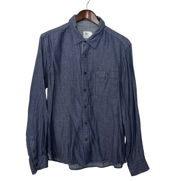 Adriano Goldschmied AG Chambray Shirt Men’s Size XL Blue Cotton Button Up - Picture 1 of 11